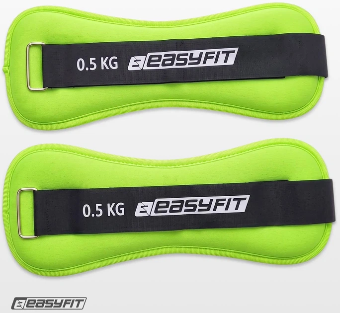Утяжелители EasyFit EF-1005-G 2 х 0.5 кг для ног и рук Черные с салатовым (56003363) - изображение 3