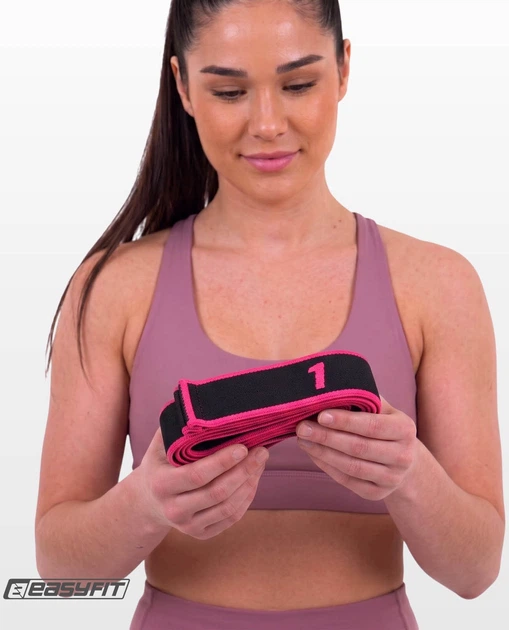 Еспандер стрічка EasyFit з петлями для тренувань Рожевий (56003747) - зображення 9