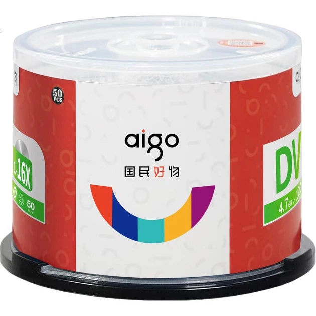 Чистые DVD-R диски/записываемые диски Aigo, скорость 16x, 4,7 ГБ, 50 штук в упаковке. - изображение 2