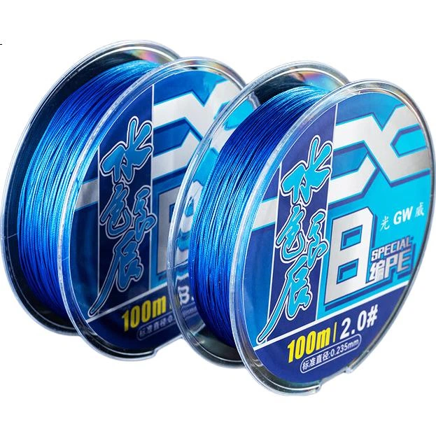 Леска GW Fishing Line, размер 2.0, 8-жильная, цвет «водная вода», Liangchen PE Line, длина 100 метров, высокая прочность на разрыв, износостойкая плетеная леска, снасти для ловли на искусственные приманки. - изображение 3