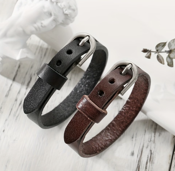 Стильний чоловічий браслет Belt Buckle Чорний - Фото 6 Стильний чоловічий браслет Belt Buckle Чорний - зображення 6
