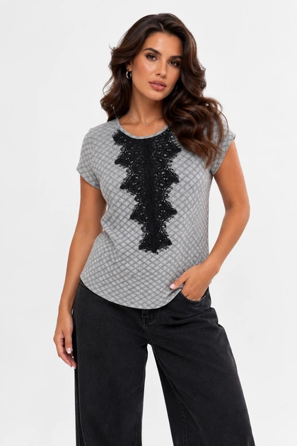 Кофта+футболка жіноча сірого кольору з принтом Fashion розмір 44 (218378) - Фото 3 Кофта+футболка жіноча сірого кольору з принтом Fashion розмір 44 (218378) - зображення 3