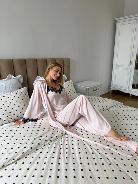 Женский комплект четверка халат майка шорты штаны Eleanor Collection S Пудровый - изображение 10