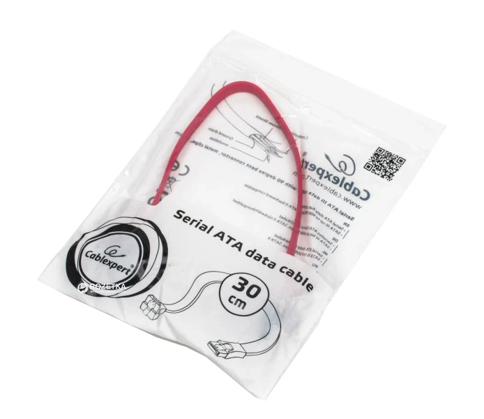 Кабель Cablexpert CC-SATAM-DATA90-0.3M SATA III, 30 см, червоний - Фото 2 Кабель Cablexpert CC-SATAM-DATA90-0.3M SATA III, 30 см, червоний - зображення 2