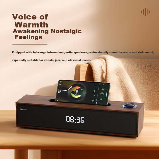 Lenovo Ecosystem Brand Yinen Bluetooth Speaker Дротовий Bluetooth Дворежимний Вбудована Звукова Карта Дерев'яний Годинник Динамік W21 для Комп'ютера Настільний Ноутбук Домашнє Використання - зображення 5