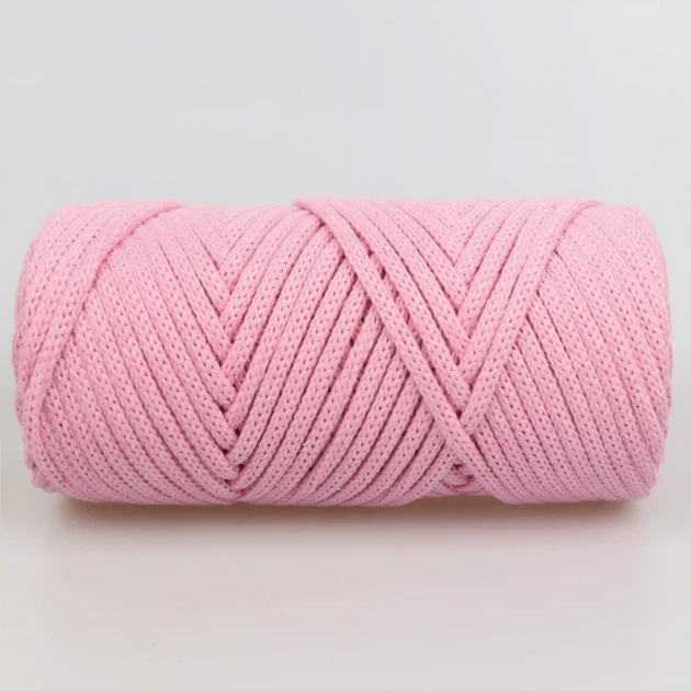 Пряжа Hobby Trend Maxi Cotton, світло-рожевий №72 — бавовняний шнур 4 мм для плетіння макраме, 55 м / 250 г - зображення 3