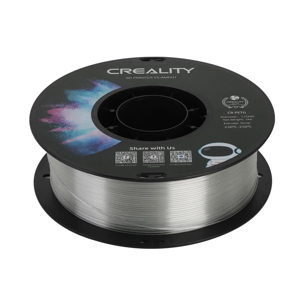 PETG Filament (пластик) для 3D принтера CREALITY 1кг, 1.75мм, прозрачный - Фото 4 PETG Filament (пластик) для 3D принтера CREALITY 1кг, 1.75мм, прозрачный - изображение 4
