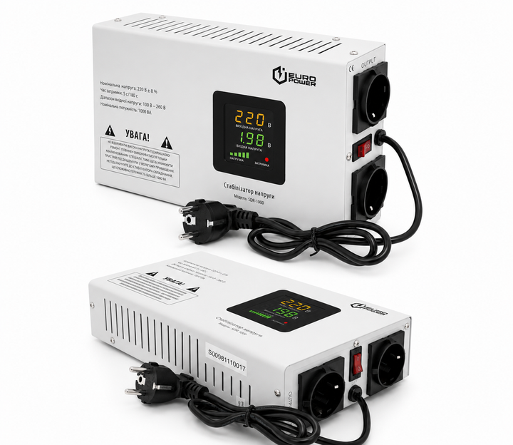 Стабилизатор напряжения релейный настенного монтажа Europower SLIM-1000SBR LED, 1000VA 700W, 140-270Vac - изображение 3