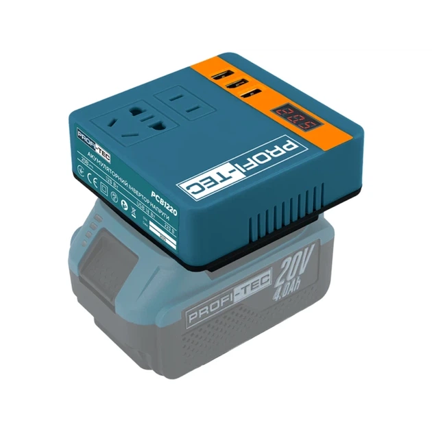 Аккумуляторный инвертор напряжения PROFI-TEC PCB1220 UltraCore 100 Вт 220 В три USB дисплей защита без аккумулятора и ЗУ - изображение 2