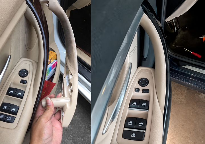 Задние внутренние части ручек дверей BMW F30 F31 F35 F80 бежевые, левая + правая, 2 шт. - изображение 7