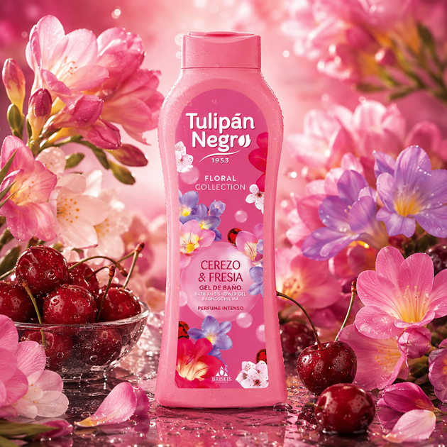 Гель для душа Tulipan Negro Вишня и фрезия, 650 мл - Фото 1 Гель для душа Tulipan Negro Вишня и фрезия, 650 мл - изображение 1