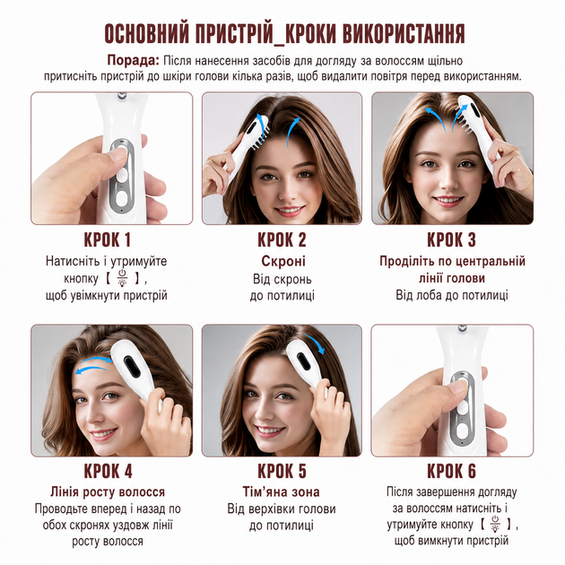 Инновационный EMS расческа-массажер со светотерапией и вибрацией для укрепления волос и активации их роста - изображение 8