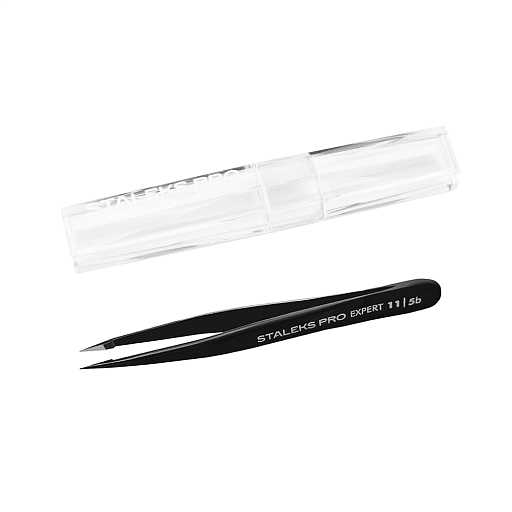 Пінцет STALEKS PRO Expert 11 Type 5b для брів точковий, чорний - TE-11/5b - изображение 5
