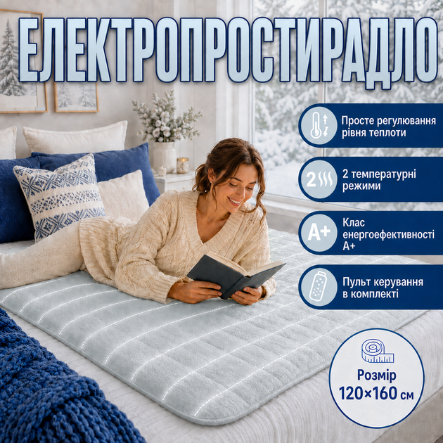 Электропростынь Termosoft теплая простынь с подогревом ambion 120*160 полуторка байка Серый - Фото 1 Электропростынь Termosoft теплая простынь с подогревом ambion 120*160 полуторка байка Серый - изображение 1