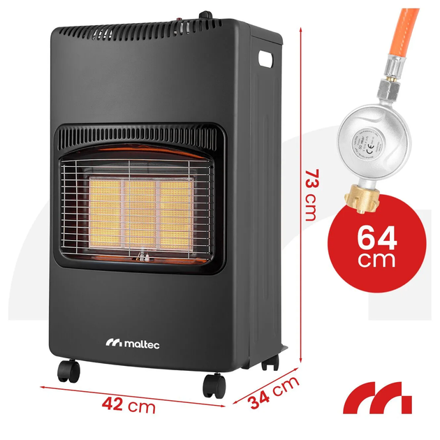 Газовый обогреватель MalTec GAS-5000WT 4,2 кВт керамический с редуктором и шлангом, складной. - Фото 3 Газовый обогреватель MalTec GAS-5000WT 4,2 кВт керамический с редуктором и шлангом, складной. - изображение 3