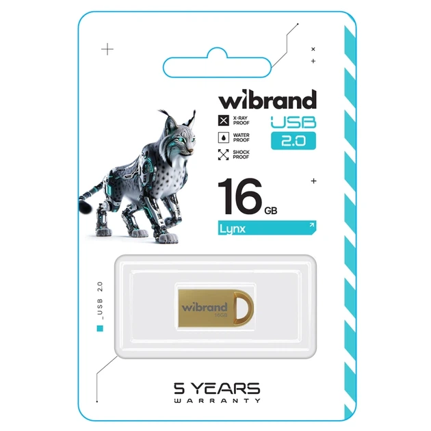 Флеш-накопичувач Wibrand USB 2.0 Lynx 16Gb Gold - Фото 2 Флеш-накопичувач Wibrand USB 2.0 Lynx 16Gb Gold - зображення 2