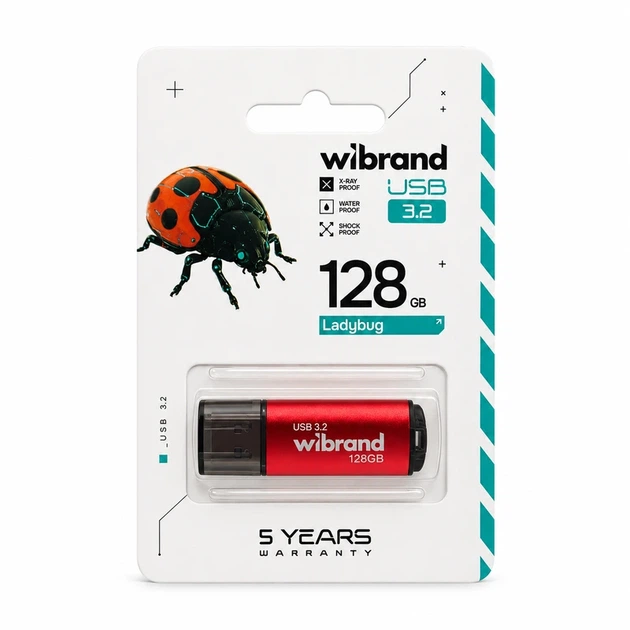 Флеш-накопичувач Wibrand USB 3.2 Gen1 Ladybug 128GB Red - Фото 2 Флеш-накопичувач Wibrand USB 3.2 Gen1 Ladybug 128GB Red - изображение 2