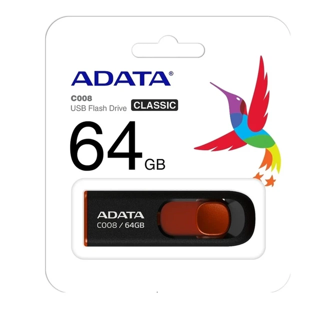 Флеш-накопичувач ADATA USB 2.0 C008 64Gb Black/Red - изображение 2