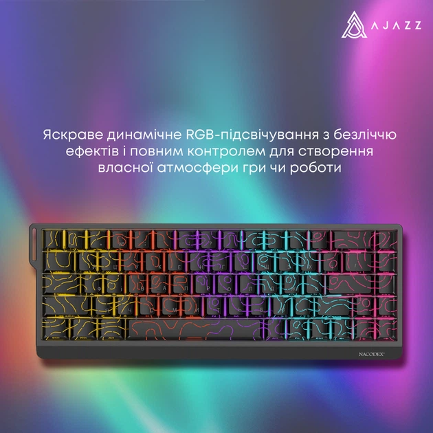 Дротова механічна клавіатура Ajazz NK68 V2 Red Switch (NK68-V2-R-PWB) - зображення 13