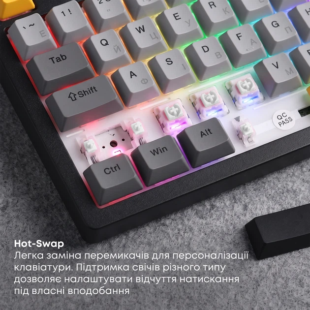 Бездротова механічна клавіатура Ajazz AK820 V2 Coconut Flake Switch (AK820-V2-CF-BGY) - зображення 13