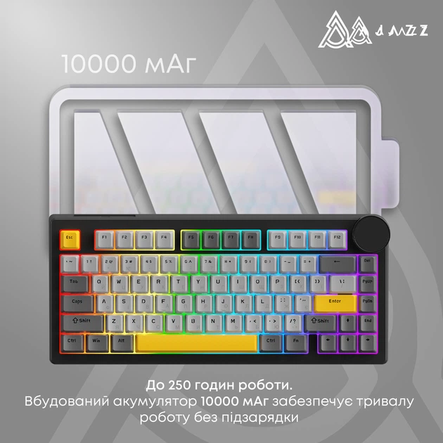 Бездротова механічна клавіатура Ajazz AK820 V2 Coconut Flake Switch (AK820-V2-CF-BGY) - зображення 14