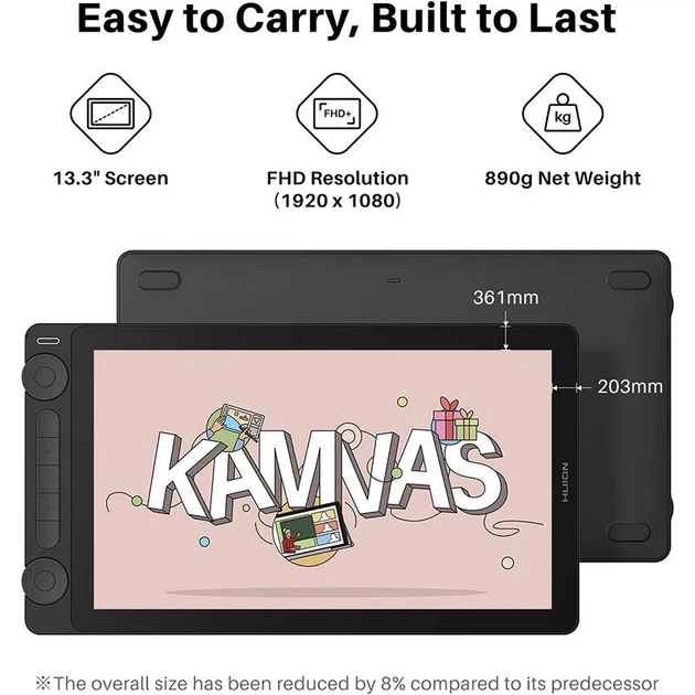 Графический монитор Huion Kamvas 13 Gen 3 (GS1333) + перчатка - Фото 6 Графический монитор Huion Kamvas 13 Gen 3 (GS1333) + перчатка - изображение 6