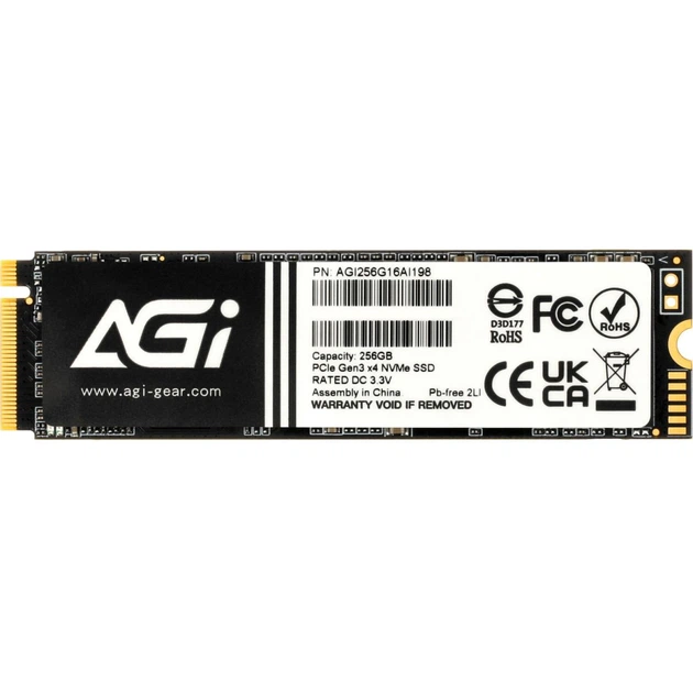 SSD 256Gb AGI AI198 M.2 2280 PCIe Gen 3x4 NVMe TLC, Retail (AGI256G16AI198) - Фото 1 SSD 256Gb AGI AI198 M.2 2280 PCIe Gen 3x4 NVMe TLC, Retail (AGI256G16AI198) - изображение 1