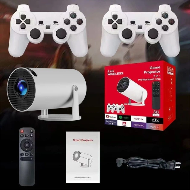 Проєктор H96 MAX F100 LED LCD HD 110AL 16:9 2G/16G Android 12.0 HDMI WiFi BT джойстик 2 шт білий (H96MAX_F100) - Фото 3 Проєктор H96 MAX F100 LED LCD HD 110AL 16:9 2G/16G Android 12.0 HDMI WiFi BT джойстик 2 шт білий (H96MAX_F100) - изображение 3