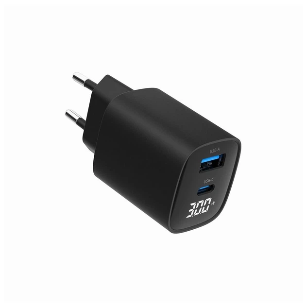 Зарядное устройство Gembird 1xUSB-A (QC3.0 18W) + 1 Type-C (PD20W) LCD black (TA-UC-PDQC30LCD-BK-01) - изображение 3