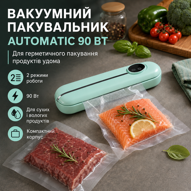 Бытовая вакуумная упаковка GTM Automatic кухонный вакууматор для продуктов электрический вакууматор пищи 90W - Фото 1 Бытовая вакуумная упаковка GTM Automatic кухонный вакууматор для продуктов электрический вакууматор пищи 90W - изображение 1