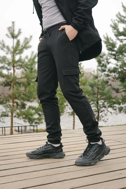Чоловічі зимові штани Softshell на флісі утеплені водостійкі Софтшелл Intruder 5XL Чорні - зображення 3
