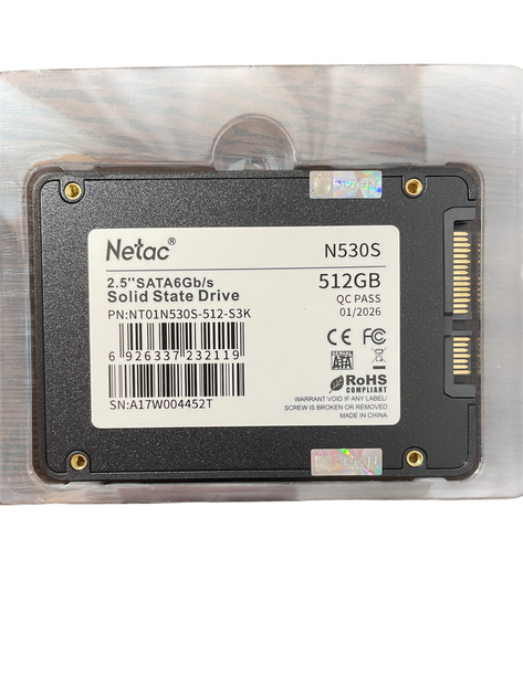 SSD накопитель Netac N530S 512GB NT01N530S-512G-S3X 2.5″ SATA III 535/510 МБ/с новый для ноутбука и компьютера - Фото 2 SSD накопитель Netac N530S 512GB NT01N530S-512G-S3X 2.5″ SATA III 535/510 МБ/с новый для ноутбука и компьютера - изображение 2