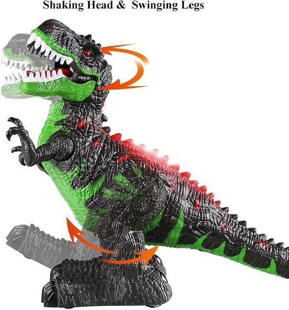 Робот динозавр T-Rex на радиоуправлении, подсветка, звук, парогенератор, вращающийся на 360°, подвижные детали, пульт Зеленый (i7-171805) - Фото 2 Робот динозавр T-Rex на радиоуправлении, подсветка, звук, парогенератор, вращающийся на 360°, подвижные детали, пульт Зеленый (i7-171805) - изображение 2