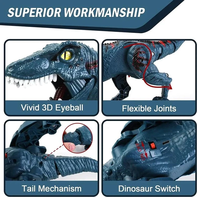 Робот Динозавр на радиоуправлении Velociraptor подсветка, звук, ходит, пульт Синий (i7-171804) - Фото 3 Робот Динозавр на радиоуправлении Velociraptor подсветка, звук, ходит, пульт Синий (i7-171804) - изображение 3