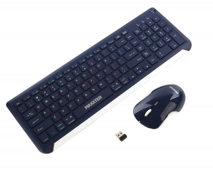 Комплект (клавиатура, мышь) беспроводной Maxxter Dark Blue (KMS-WCM-01BL-UA) - изображение 2