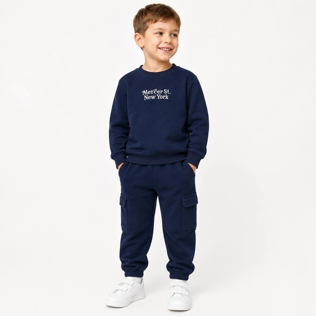 Детский теплый спортивный костюм (свитшот + брюки) для мальчика Zara 104-110 см Синий 82762 - Фото 2 Детский теплый спортивный костюм (свитшот + брюки) для мальчика Zara 104-110 см Синий 82762 - изображение 2
