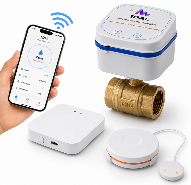 WiFi система защиты от протечки 1DAL | Беспроводной комплект от потопа MiniKit 1/2" (MNKT12) - Фото 1 WiFi система защиты от протечки 1DAL | Беспроводной комплект от потопа MiniKit 1/2" (MNKT12) - изображение 1