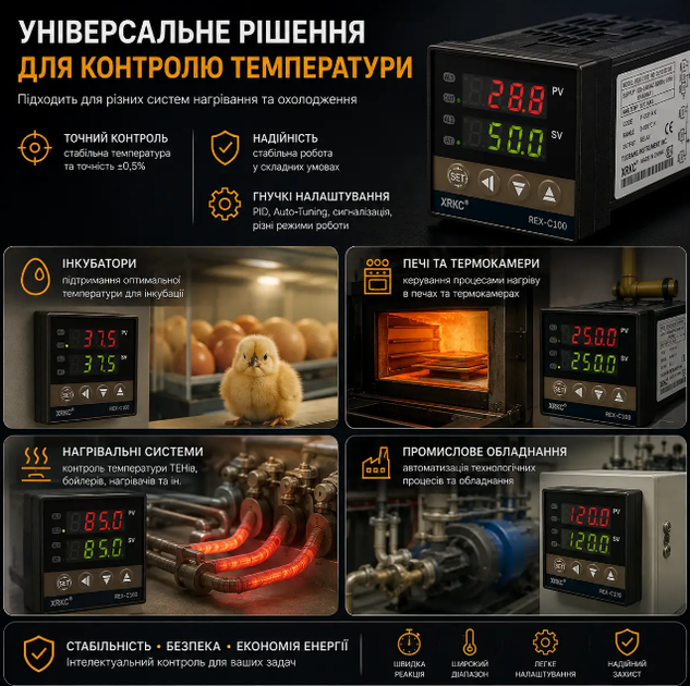 Цифровой PID-регулятор температуры REX-C100 100240 В, терморегулятор 0 999°C с релейным выходом - изображение 2