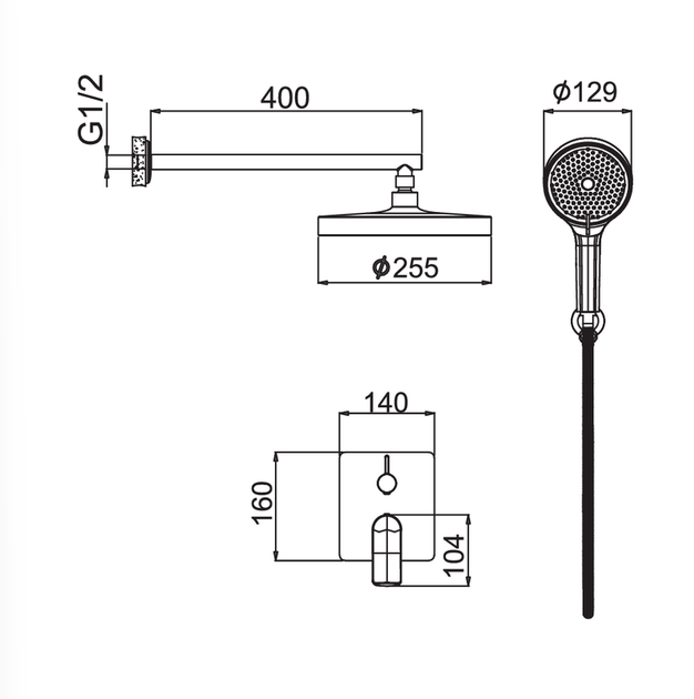 Змішувач для душу вбудований HAIBA BOLERO 003 (INNER) (Колір хром) (HB9640) - изображение 6