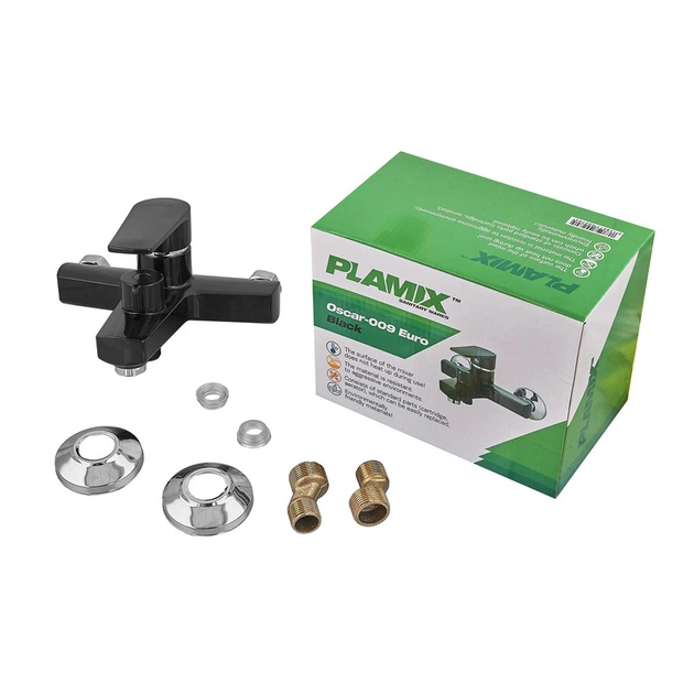 Змішувач для ванни PLAMIX OSCAR-009 EURO BLACK (без шланга та лійки) (Колір чорний) (PM0642) - Фото 3 Змішувач для ванни PLAMIX OSCAR-009 EURO BLACK (без шланга та лійки) (Колір чорний) (PM0642) - изображение 3