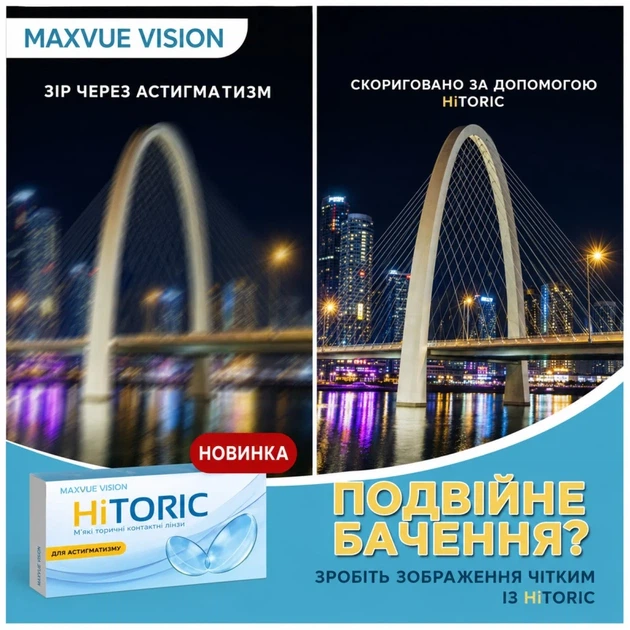 Контактні лінзи торичні HiToric For Astigmatism -5.25, AXE -10°, CYL -0.75 упаковка 2 шт - изображение 4