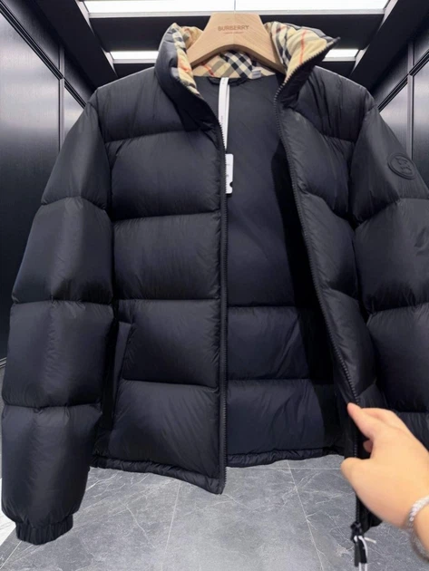 Мужская пуховая куртка Burberry со стойкой, гусиный пух, черная 2XL - изображение 6
