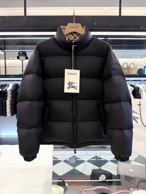 Мужская пуховая куртка Burberry со стойкой, гусиный пух, черная 2XL - изображение 12