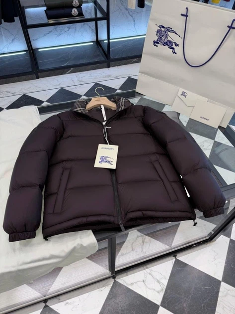 Мужская коричневая пуховая куртка Burberry со стойкой, гусиный пух 3XL - изображение 8