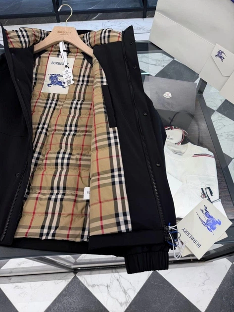 Мужская черная пуховая куртка Burberry с капюшоном, гусиный пух 90% 2XL - изображение 8