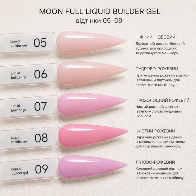 Жидкий гель Baby Moon Liquid Builder Gel для укрепления и моделирования ногтей, 15 мл № 07 ( 5905123011498 ) - Фото 2 Жидкий гель Baby Moon Liquid Builder Gel для укрепления и моделирования ногтей, 15 мл № 07 ( 5905123011498 ) - изображение 2