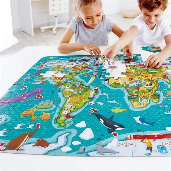 Пазл Hape Карта світу 100 ел. Пластик 42х24 см Різнокольоровий - Фото 4 Пазл Hape Карта світу 100 ел. Пластик 42х24 см Різнокольоровий - зображення 4