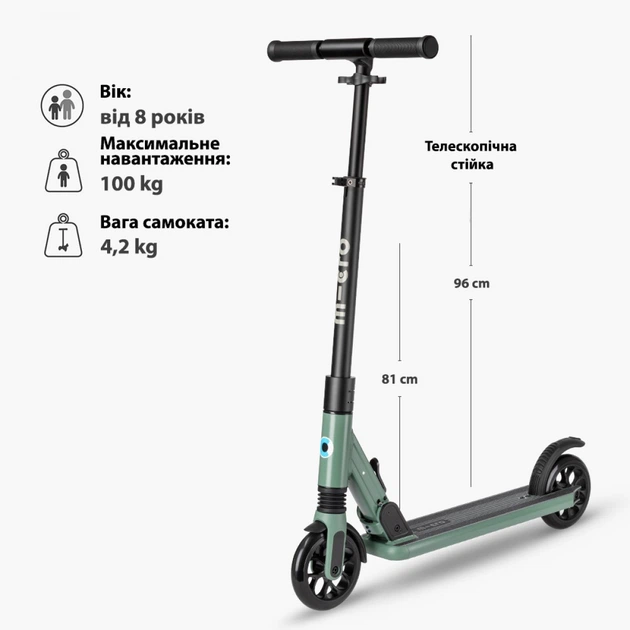 Самокат Micro складной серии Sprite Suspension - Оливковый - изображение 4