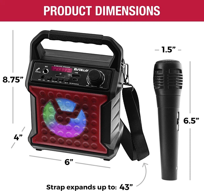 Портативная колонка RISEBASS Bluetooth-колонка с микрофоном для вечеринок - изображение 4