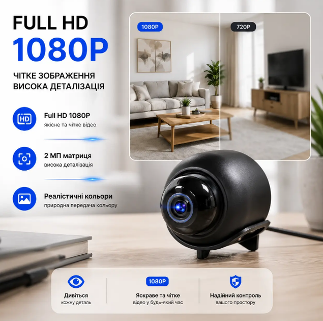Мини Wi-Fi камера 1080P Full HD Удаленный просмотр Запись на microSD - Фото 2 Мини Wi-Fi камера 1080P Full HD Удаленный просмотр Запись на microSD - изображение 2